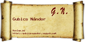 Gubics Nándor névjegykártya